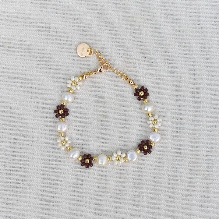 Blomster brun armbånd