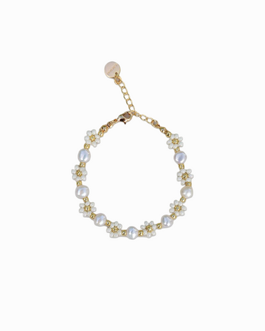 Blomster krem armbånd